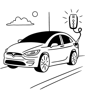 Illustration of an electric vehicle being charged